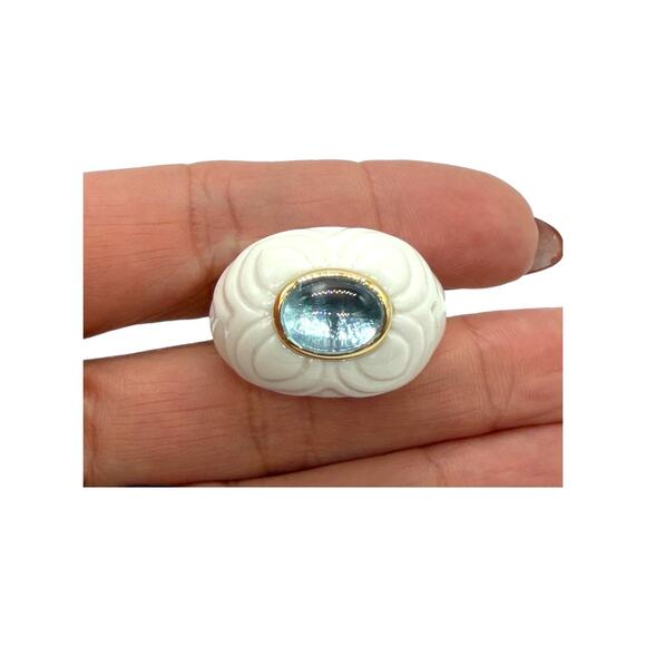 Bvlgari Bulgari Chandra Ceramic 18K Blue Topaz Ring Women's Size 6.5 750 - Picture 5 of 10